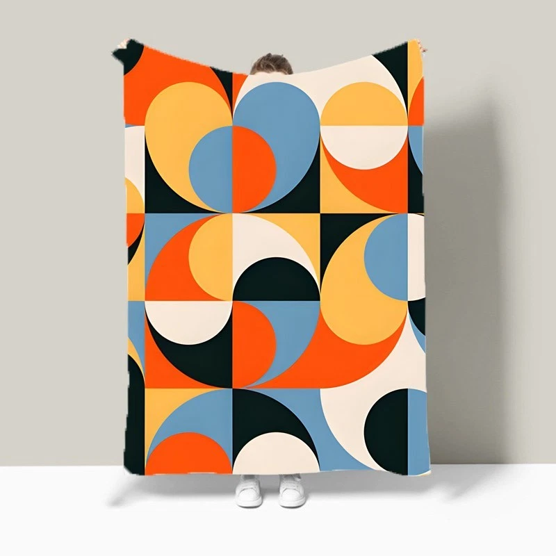 Modern Bauhaus Geometric Bedspread Sofa Throw Blanket Holiday Xmas Birthday Gift - Image 3 of 4