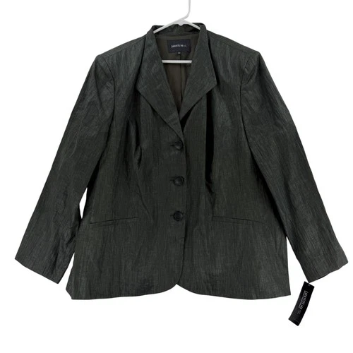 Lafayette 148 New York Blazer Womens 22W Green Linen Jacket KALMT NWT