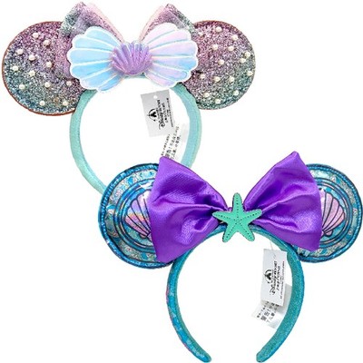 2x Loungefly Disney.Princess Stained Glass Little Mermaid Ariel Shell Headband