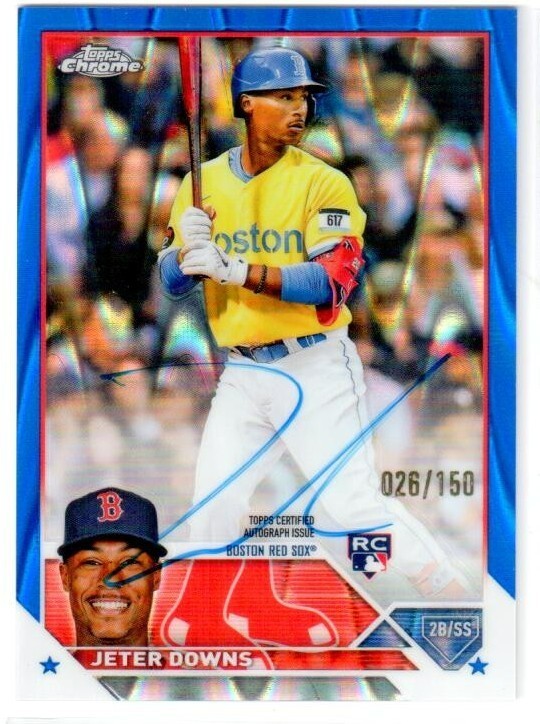 2023 Topps Chrome JETER DOWNS ROOKIE BLUE REFRACTOR AUTO! #026/150!