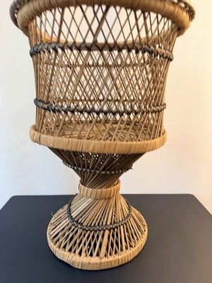 Vintage 70er Jahre Buri Rattan Korb Pflanzenständer / Podestkorb Boho Mid Century