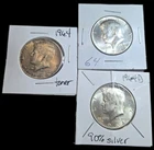 1964 Lot Of 3 Kennedy Halves 1964, 1964D 90% Silver Toner Half Dollar Premium