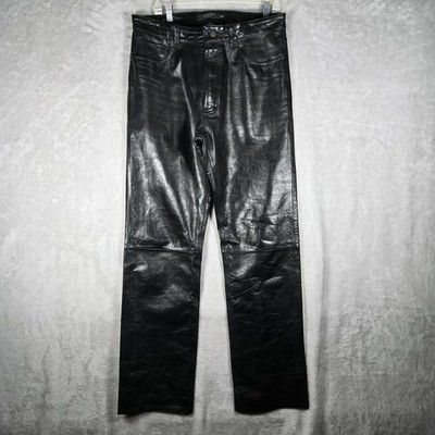 GAP Gen Leather Boot Fit Vintage 2000 Pants Mens 35x34 Black Y2K 174466-00 GC