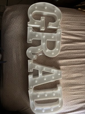 GRAD Light Up Sign With 30 Graduation Wishes Cards For Friends To Sign