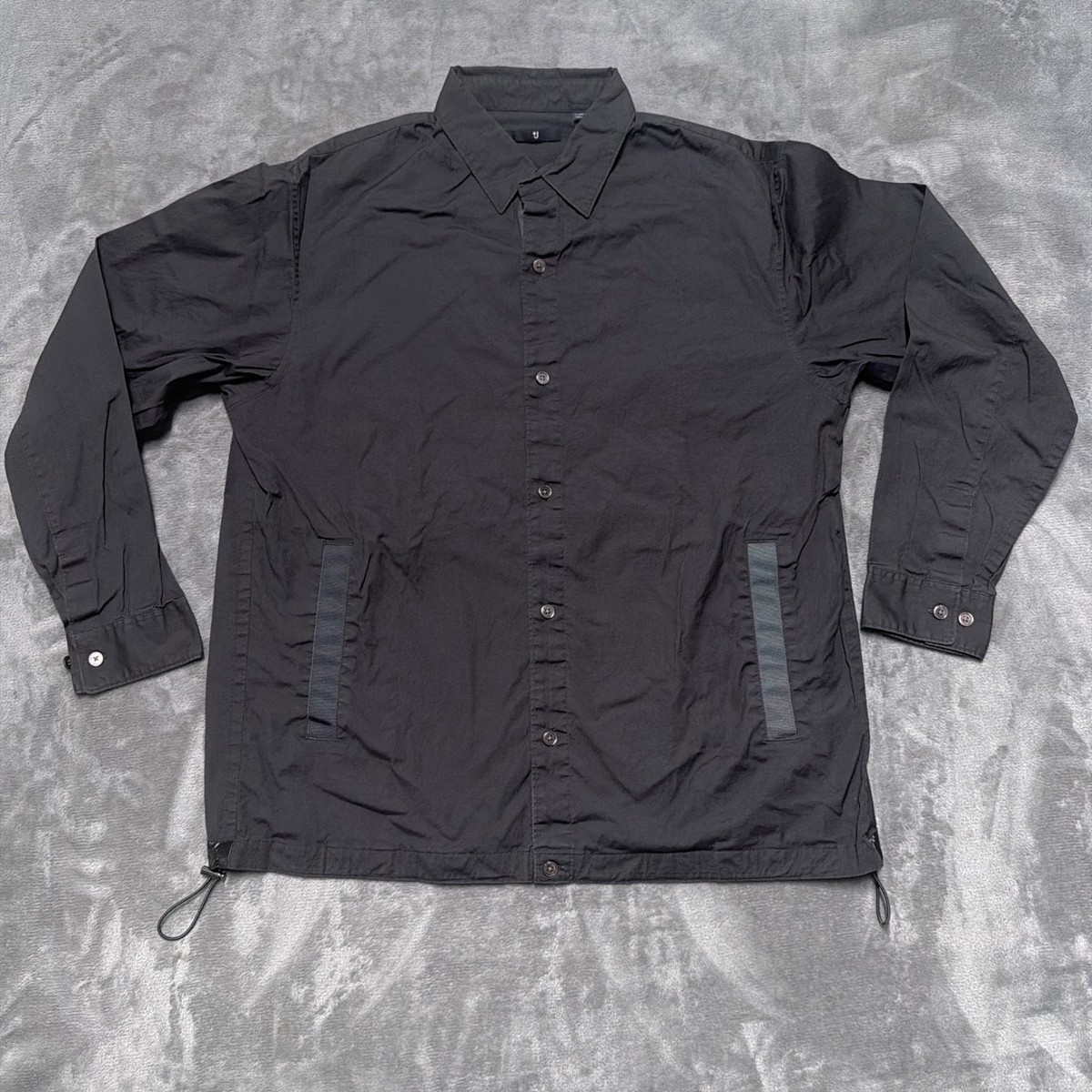 Uniqlo +J Jil Blouson Sander Oversized Shirt Men Medium Charcoal Drawstring
