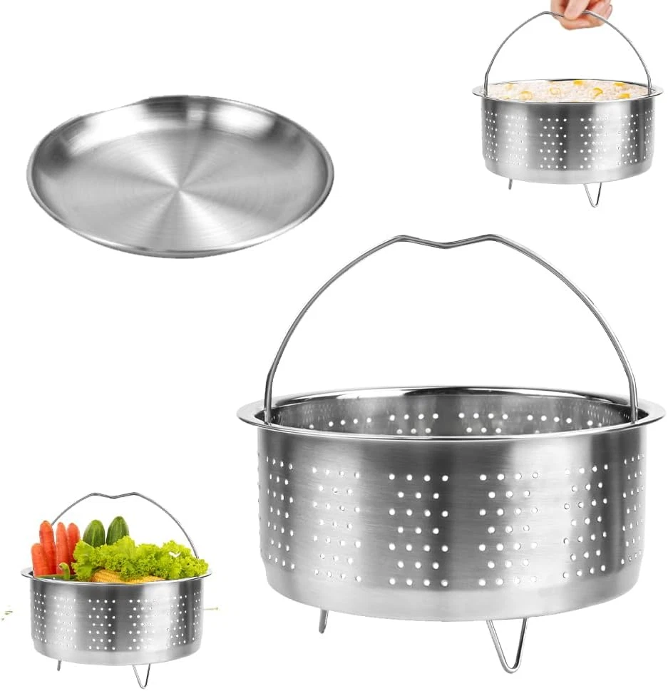 Supporto per Vapore Rotondo, Griglia per Vapore in Acciaio Inossidabile Vassoio di Cottura Pentola a Pressione Cestello per Cottura a Vapore Multifunzionale(26 cm