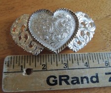 Southwestern hearts HEAVY Silver Plate on Bronze Crumrine Belt Buckle USA