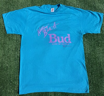 Vintage 90s Nothing Beats a Bud King of Beers Screaming Eagle T-shirt Size Large