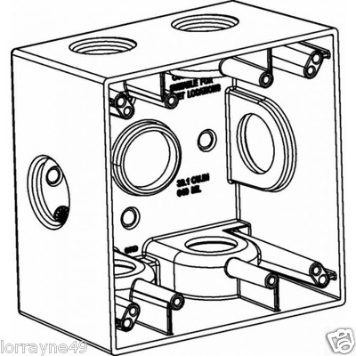 Orbit 2DB100-7X 2-Gang Weatherproof Box Seven 1 Inch Hubs 2.63 Inch Deep