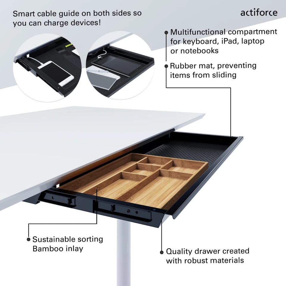 Actiforce Schublade SL Large – Unterbauschublade für Schreibtisch - Silber - Bild 2 von 4