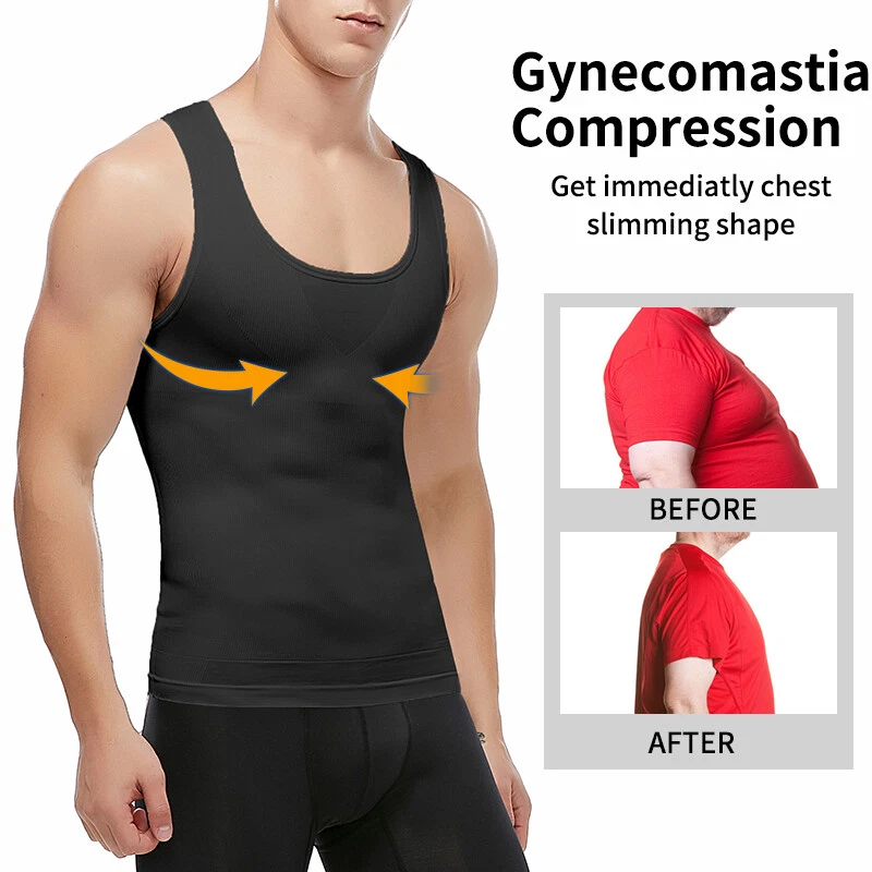 Mens Body Shaper Slimming Shirt Compression Vest Elastic Slim Shapewear Tank Top - Image 3 of 4