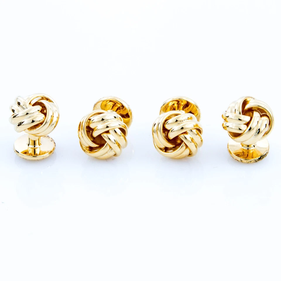 MRCUFF Gold Knot Cufflinks & Studs Set 2 cufflinks and 4 shirt studs bulk packed - Image 2 of 3
