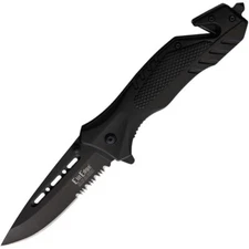 ElitEdge Rescue Assisted Folding Knife 3½" Stainless Blade Black Aluminum Handle