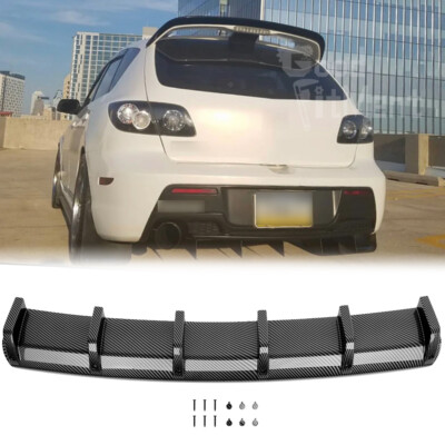 For Mazda Speed 3 Hatchback Carbon Fiber Rear Bumper Diffuser Lip Splitter Wing
