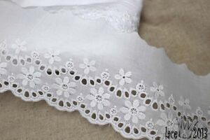 14Yds Broderie Anglaise cotton eyelet lace trim 3.5" white YH440 laceking 9cm