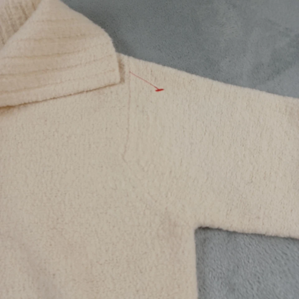 Eileen Fisher Sweater Womens Medium Beige Knit Wool Pockets Vintage Chic - Image 3 of 4