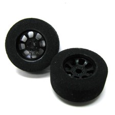 NEW H R Racing HR1102 Nascar Front Black Narrow Wheel with Foam Tire 2 1:24