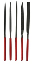 SE 7" Needle File 5pc Kit 5mm x 180mm featuring a Dipped Handle ~ 741NF
