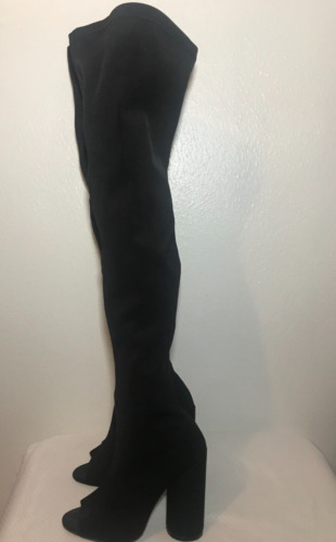 Women's EGO Black Long Thigh High Stretchy Boots S