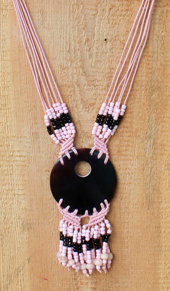 Kette Amulett Perlmut pink Perlmuttcollier Halskette Perlmuttanhänger Halskette - Bild 3 von 4