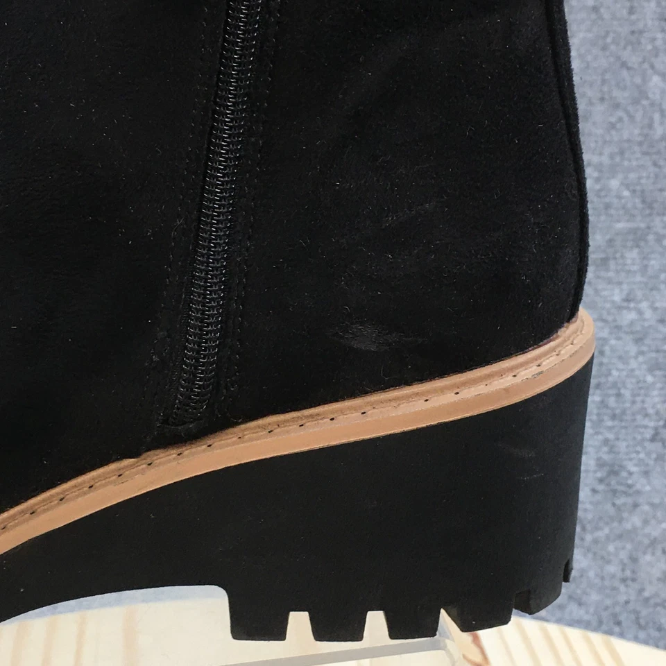 Maurices Boots Womens 10 M Bridget Ankle Booties Wedge 126688 Black Faux Leather - Image 3 of 4