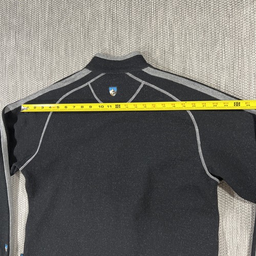 Kuhl Sweater Men’s M Black Marino Wool Gray Stripe Classic Fit Full Zip Up - Picture 10 of 12
