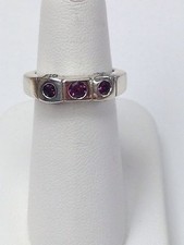 Sterling Silver Band With Pink Quartz Stones Size 6.75