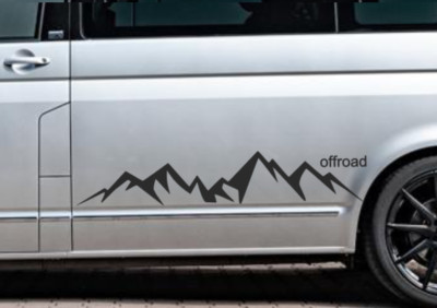 Berg/ALM Auto Aufkleber , Gebirge Grafik offroad Schriftzug, Silhouette (318/5)