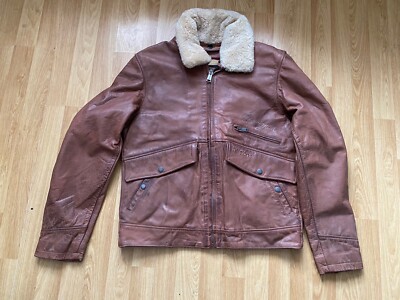 Helstons Motorcycle Flying Jet Cuir Crust Camel Leather Jacket M(186) DCLC015 #2