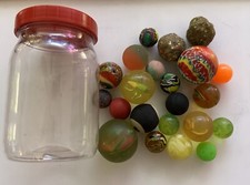 Vintage Jar Of Rubber Superball Bouncy Balls SWIRL 80s 90s Glow Gumball Vending