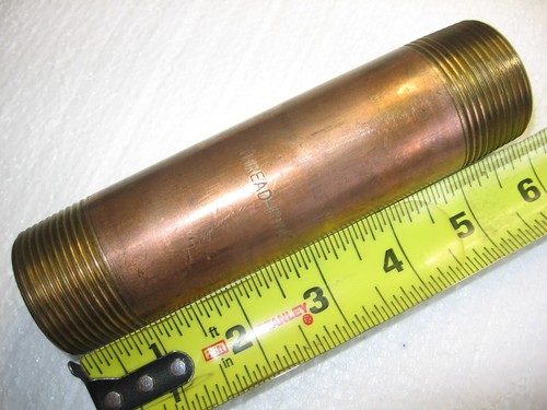 1-1/4" x 6" Red Brass Nipple 1.25' Schedule 40 Threaded NPT