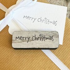 Merry Christmas Wooden Rubber Stamp | Christmas Crafts Gift Tags Scrapbooking