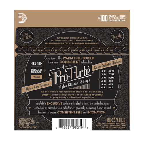D'Addario Pro Arte Nylon Classical Guitar Strings; light tension EJ43 - Picture 2 of 3