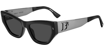 DSquared2 Hype Gun Metal Women's Cat Eye Sunglasses w/ 3D Logo - D20033S 0807 IR
