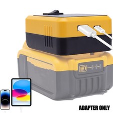 Power Source Adapter for Dewalt 18V/20V Li-Ion Battery w/USB Charger w/Switch