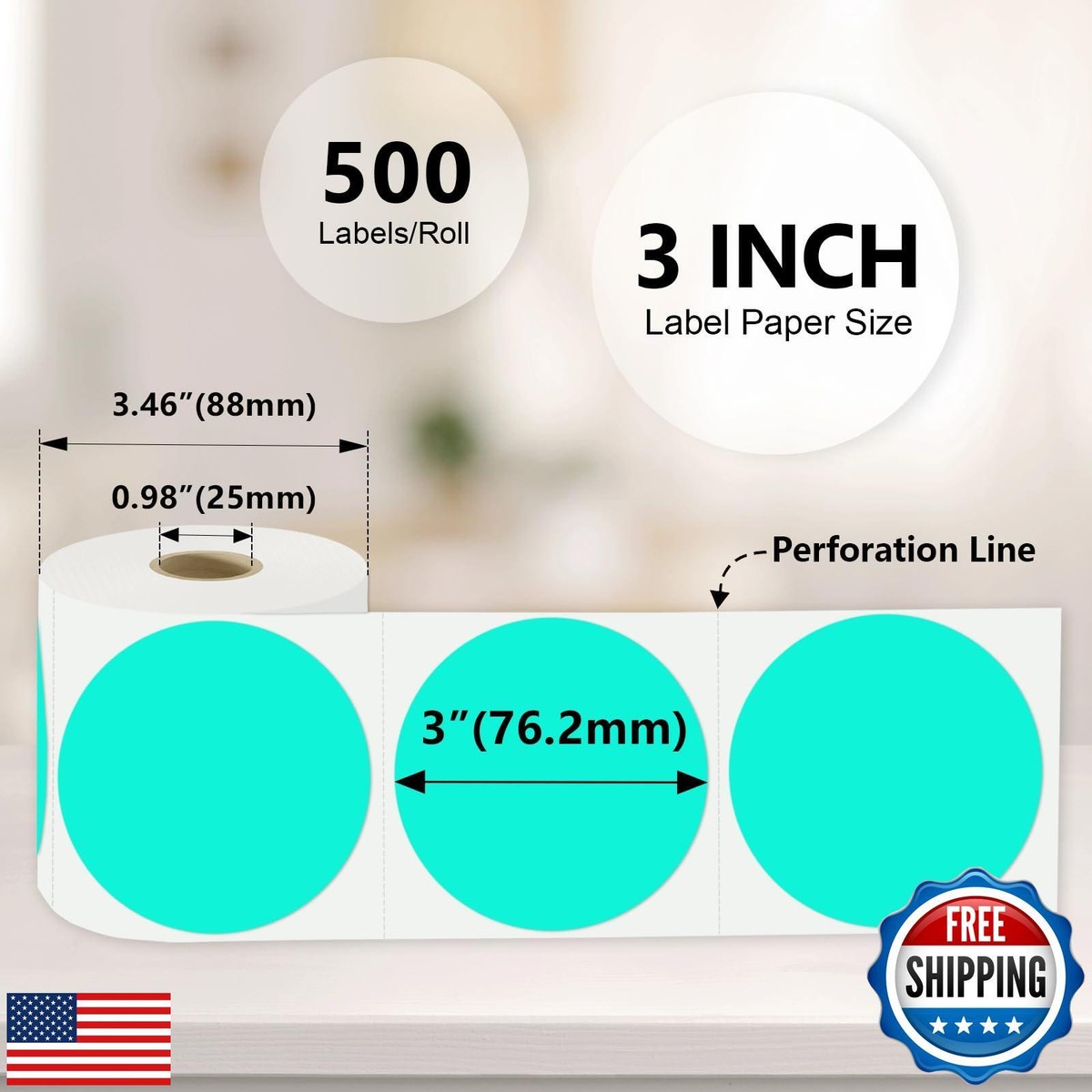 3X3 Inch Color Coding Dot Labels 500 Pcs Round Adhesive Stickers - White - View #4