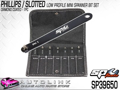 SP TOOLS 7PC PHILLIPS / SLOTTED LOW PROFILE MINI SPANNER BIT SET SP39650