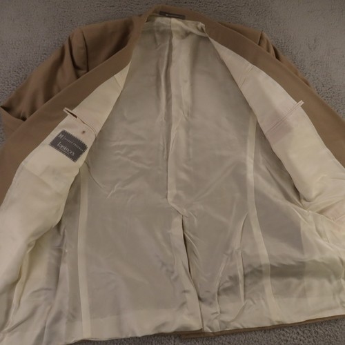 Chaqueta Hickey Freeman L LT Beige Tostado 100% Lana Serge Sarga Worsted Blazer 44L - Imagen 8 de 17