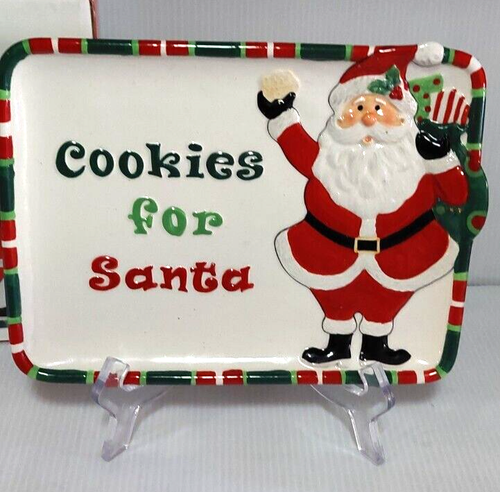 Fitz & Floyd Plate Cookies For Santa In Box 9" That's A Wrap Christmas Theme - Picture 2 of 6