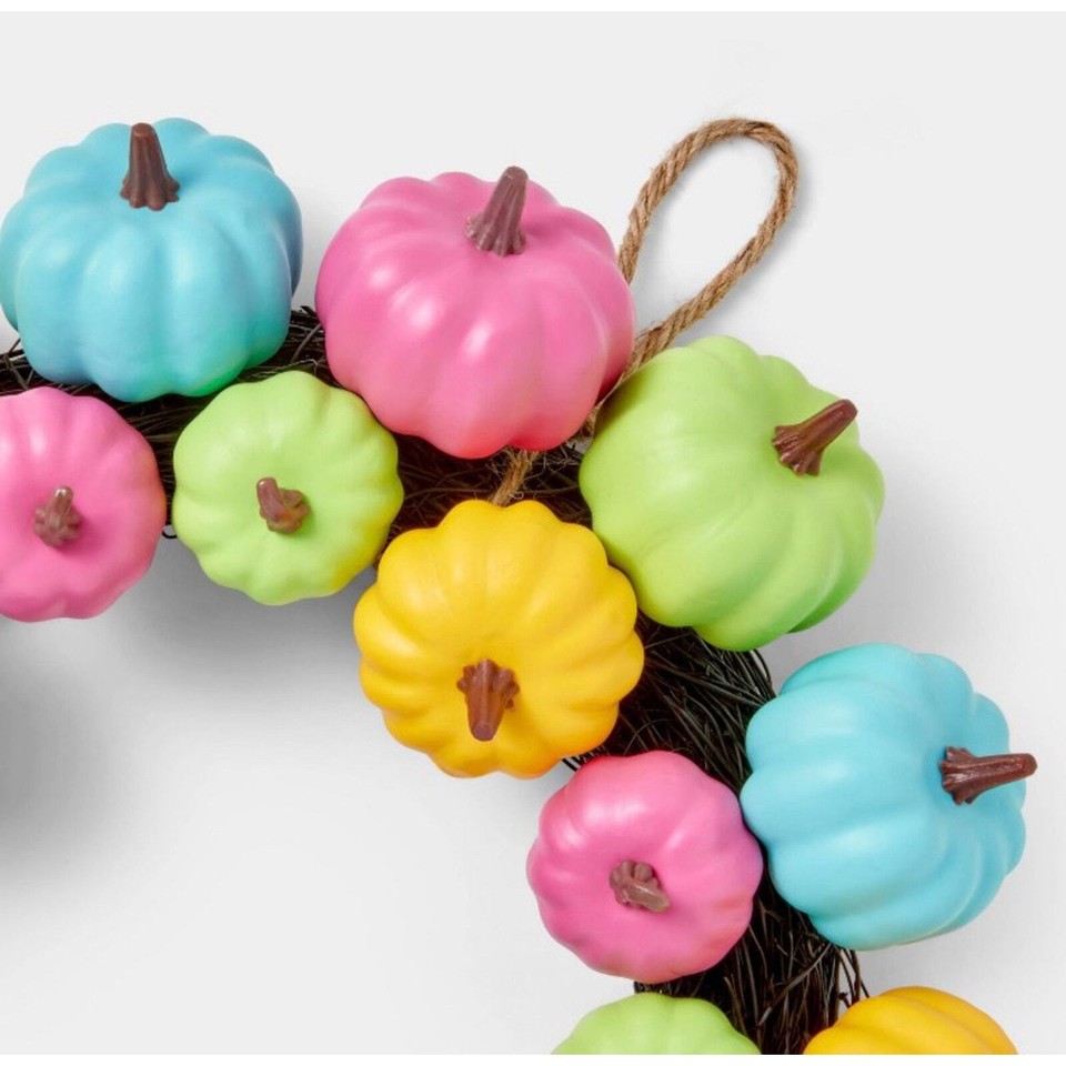 NWT Hyde & Eek Halloween Pastel Pumpkin Wreath Whimsygoth Bright