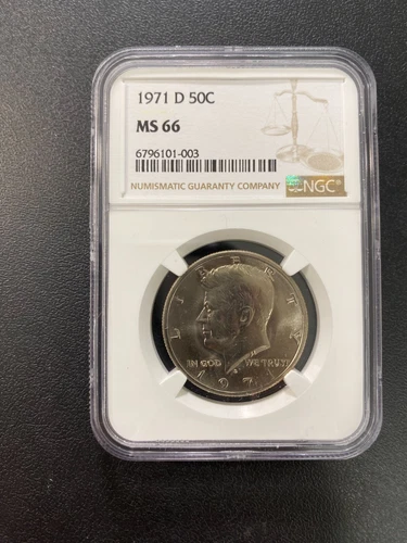 1971 D KENNEDY HALF DOLLAR NGC MS-66 - UNCIRCULATED - CLAD - CERTIFIED SLAB -50C