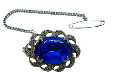 Vintage lebendige hellblaue Paste Brosche
