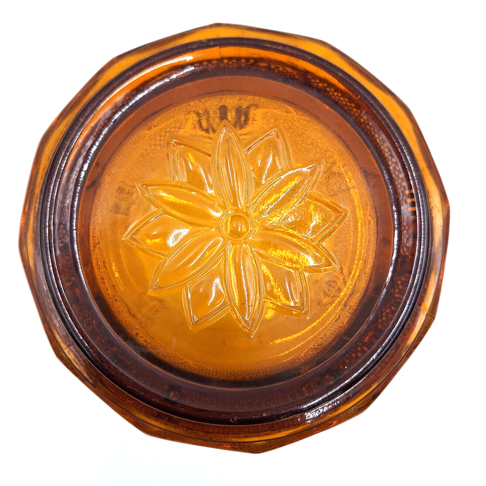 Indiana Glass Tiara Amber Canister Jar Lidded Lids Sandwich Glass