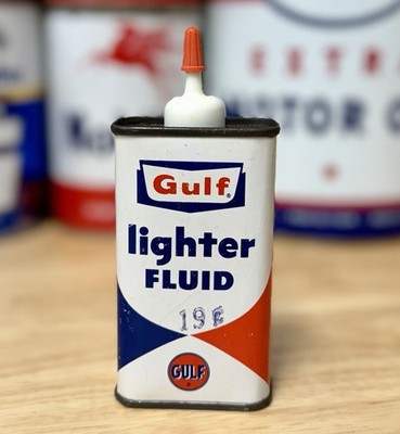 Rare Vintage Gulf Lighter Fluid Can 4oz Oiler Empty