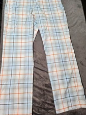 Nike Golf Tour Preformance Dri-fit Pants Mens 36x32 Blue White Orange Plaid 