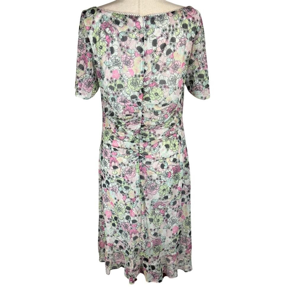 BCBGeneration Floral Ruched Mini Dress Garden Multi Short Sleeve, NWT Size 16 image 7