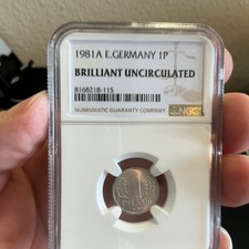 1981 East Germany 1 Pfennig Brilliant Uncirculated NGC 8168218-115 Variety A
