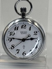 Seiko Railway Pocket Watch 7550-0010 Working Near Mint Japanese Manual