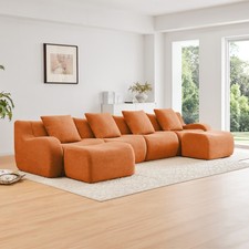 NEW  U-Shaped Boneless Sofa,Teddy Fabric No assembly required Curved armrest,Anti