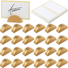 24 Pcs Wooden Table Number Stands Wedding Table Name Holder Semicircular Design